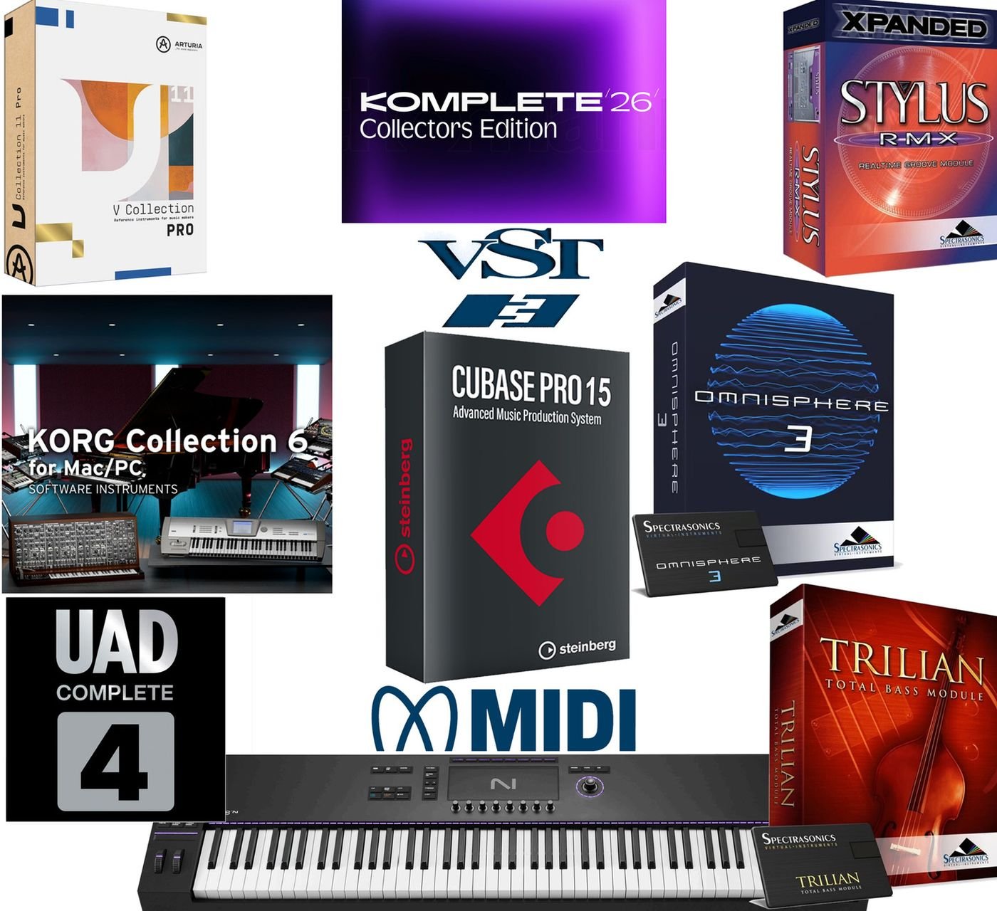 Un exemple de setup ITB professionnel : DAW, serveur d'instruments, bundles de plugins et clavier maître