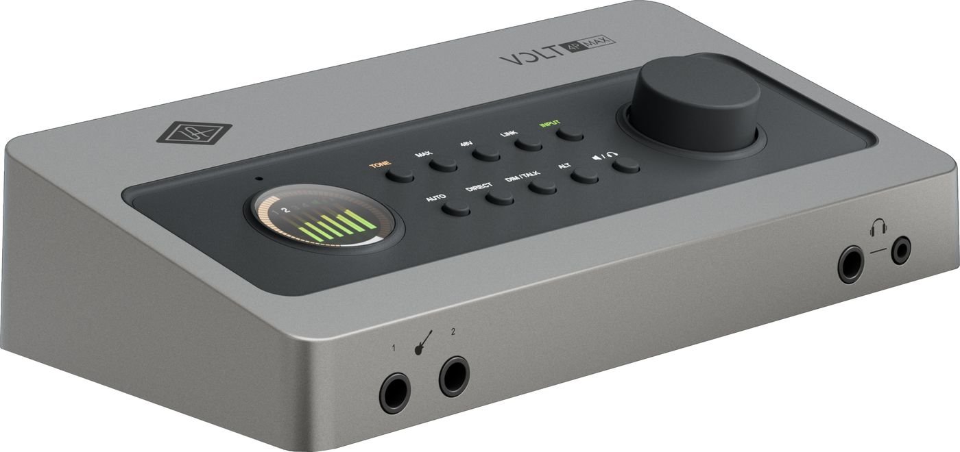 L'Universal Audio Volt 4P Max est une interface audio USB de bureau 12 entrées / 6 sorties conçue pour l'enregistrement de groupes complets, les podcasts multi-hôtes et…
