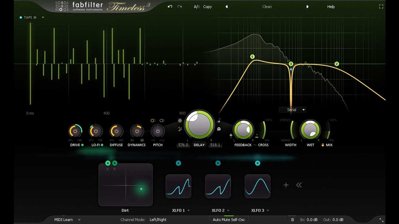 FabFilter Timeless : delay à bande modulable, avec dégradation progressive des répétitions