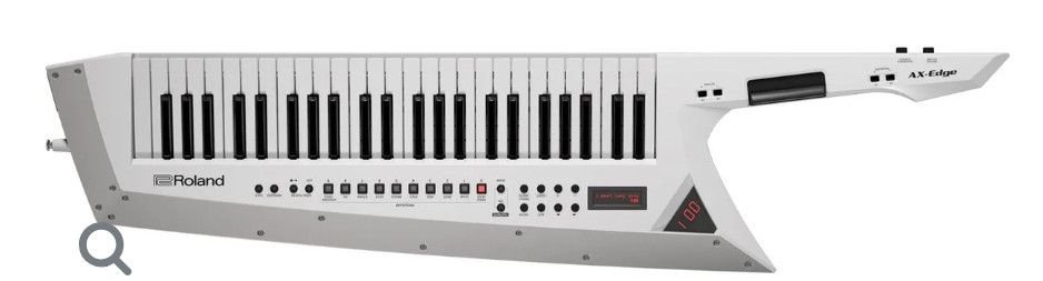 Keytar MIDI Roland AX-Edge : l'expressivité scénique, utile aussi pour jouer debout en phase d'idéation, à associer à une talk box TalkStar pour les effets vocaux façon funk/électro